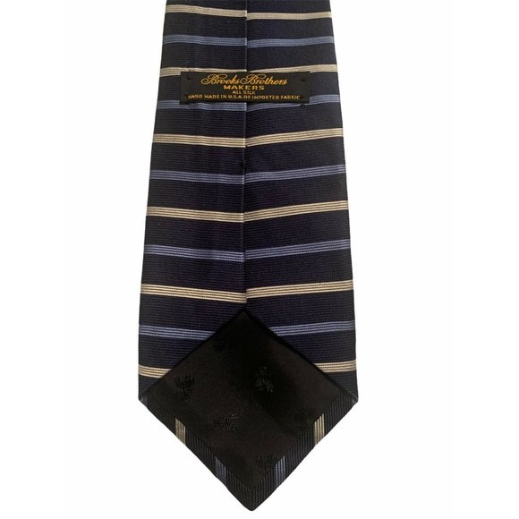 BROOKS BROTHERS Mkers Blue/Silver Striped Silk Tie - Picture 2 of 2